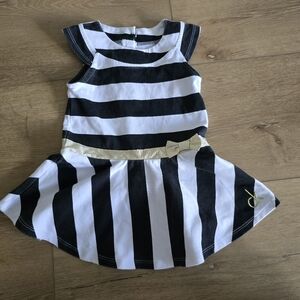 Ck calvin Klein Jeans black and white striped dress with gold bow belt